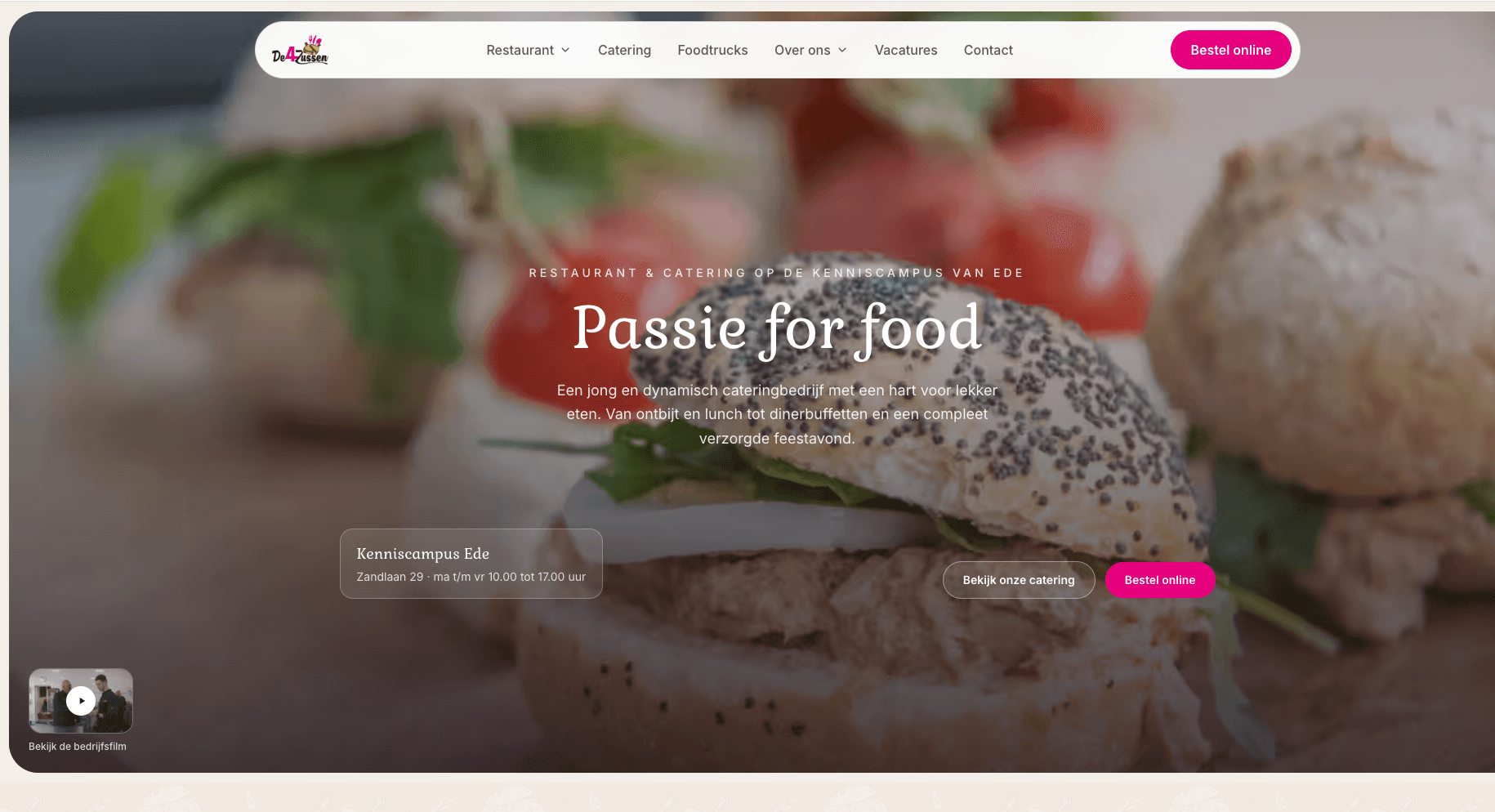 Homepage hero van De4Zussen met de tekst Passie for food