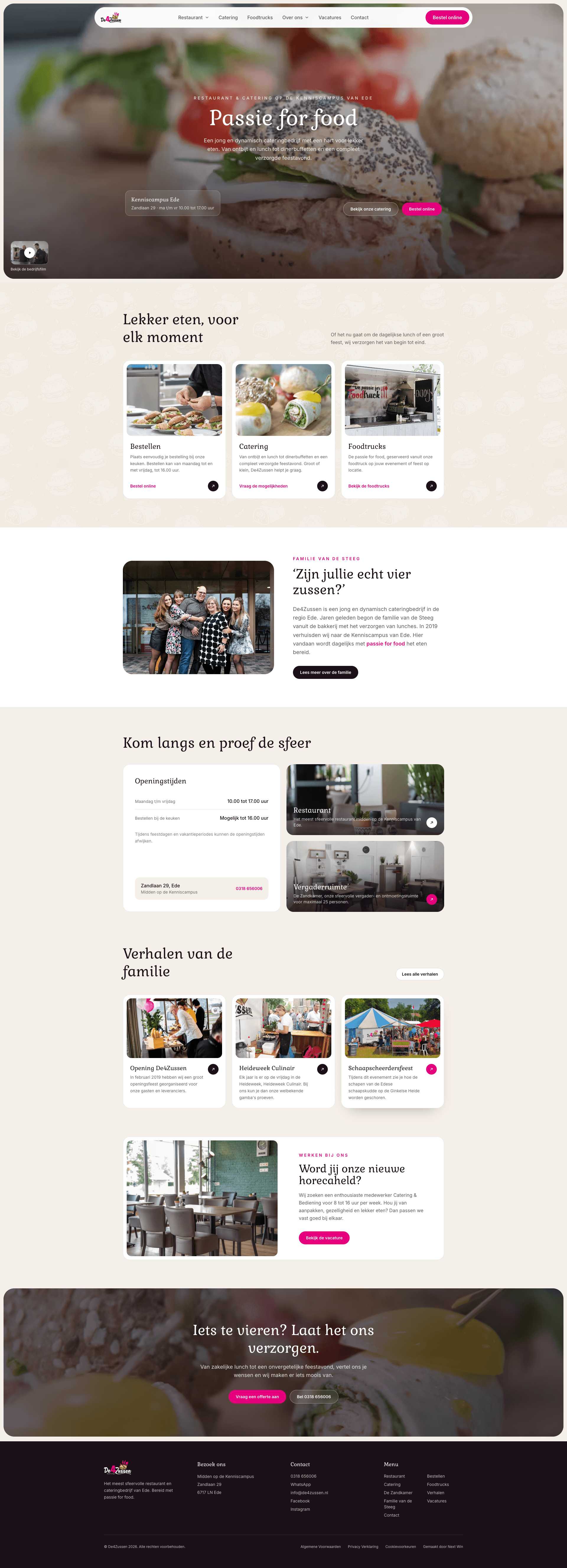 Volledige homepage van De4Zussen, restaurant en catering in Ede