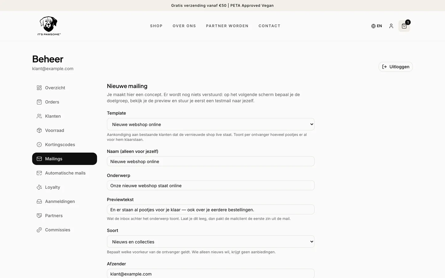 Mailing opzetten met doelgroepselectie en preview
