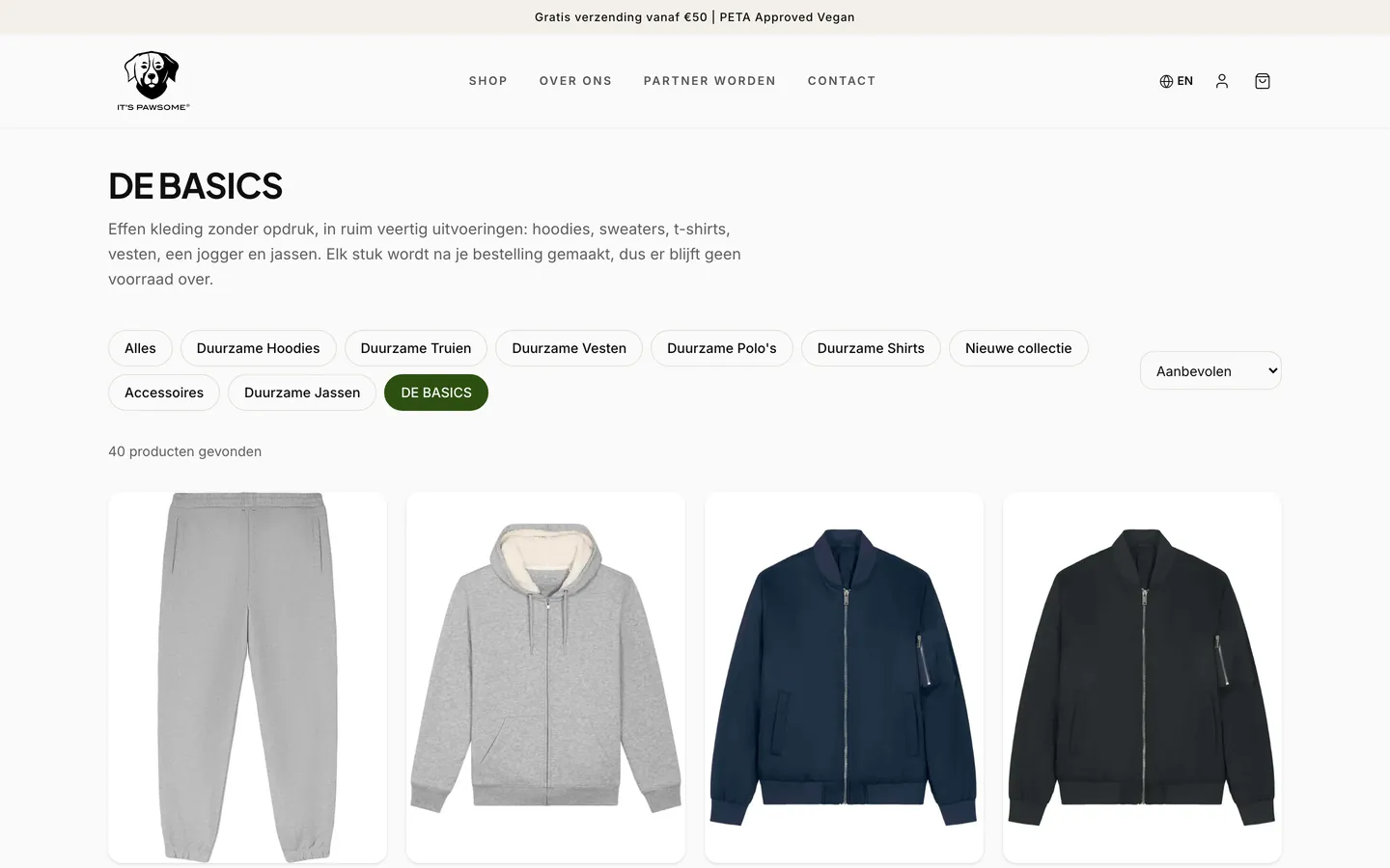 Categoriepagina DE BASICS op IT'S PAWSOME