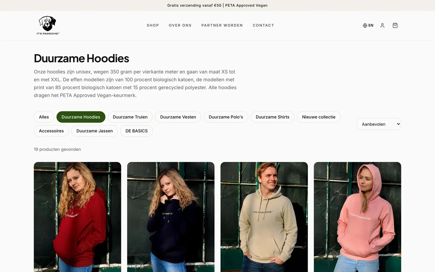 Categoriepagina duurzame hoodies op IT'S PAWSOME