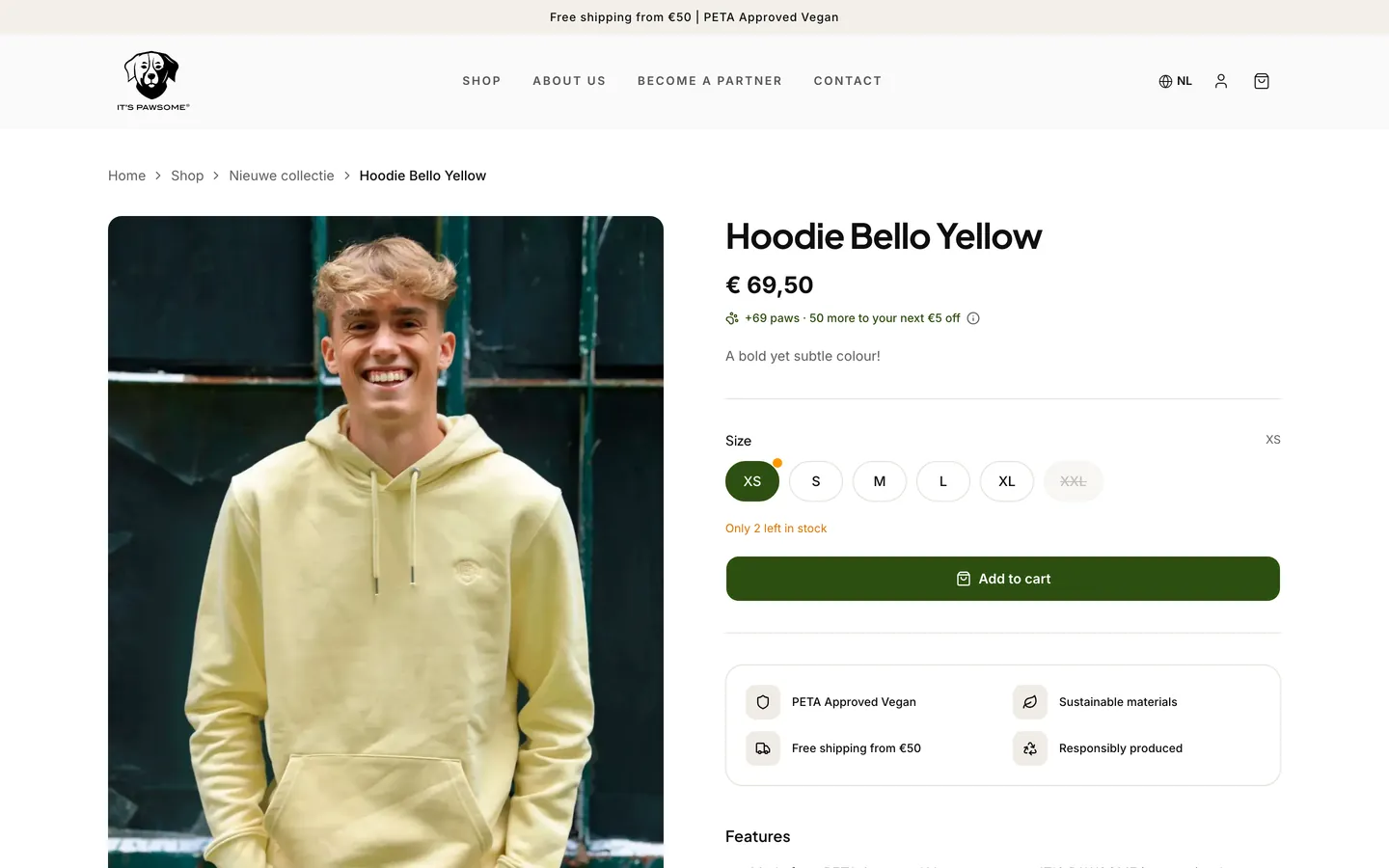 Engelstalige productpagina van IT'S PAWSOME