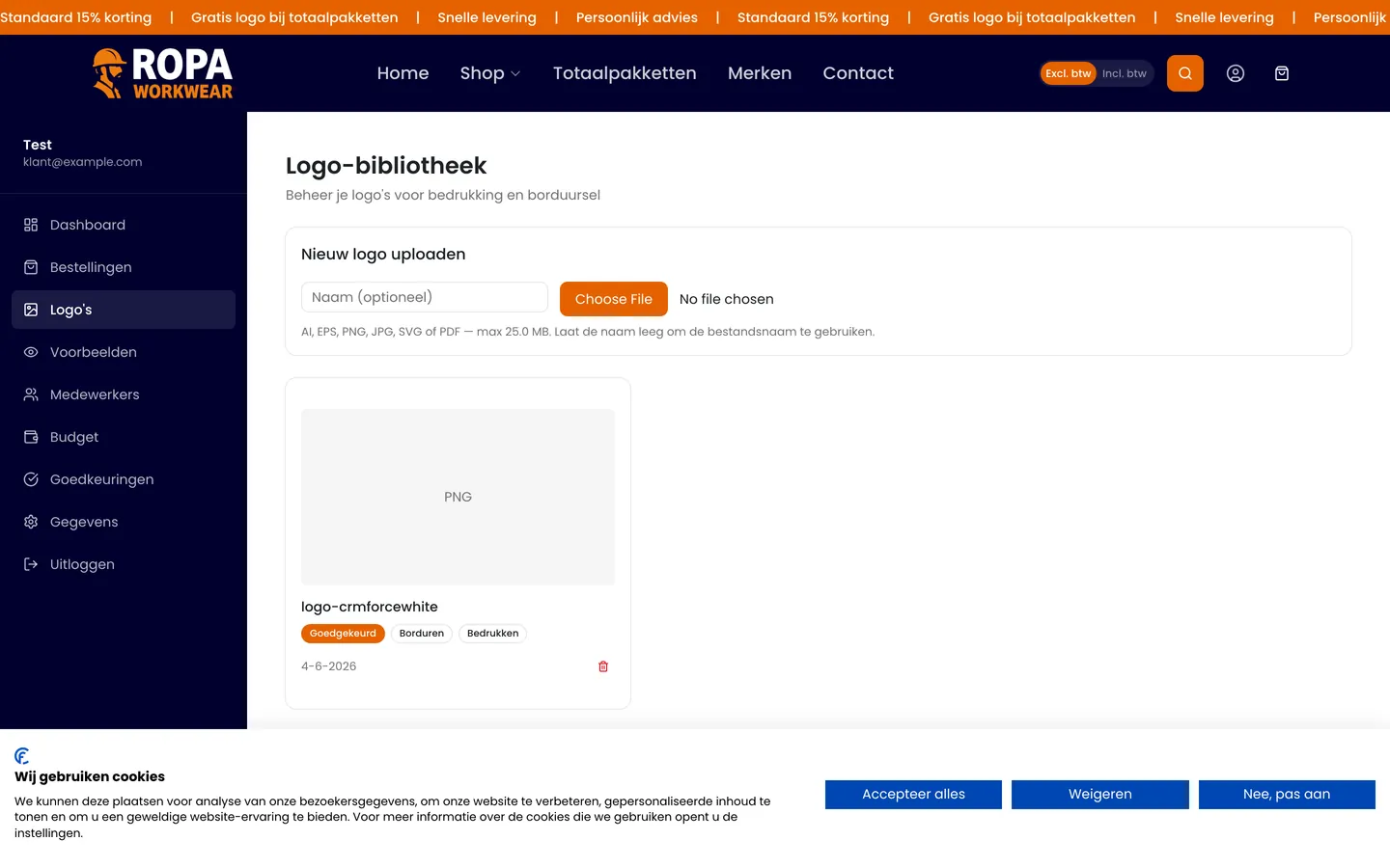 Logobibliotheek van een zakelijke klant