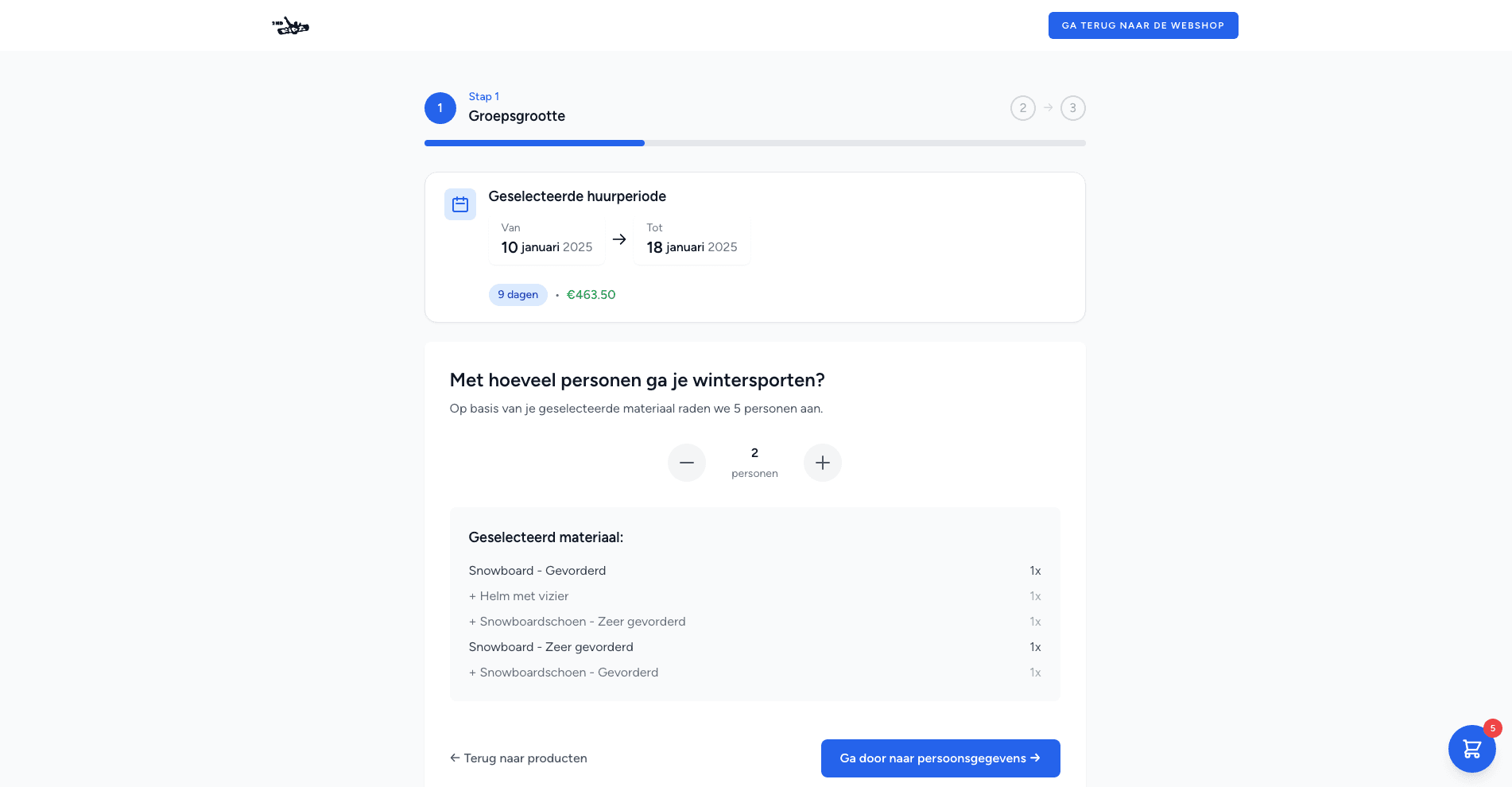 2nd Ride verhuursysteem, Groepsindeling met maten en voorkeuren per persoon
