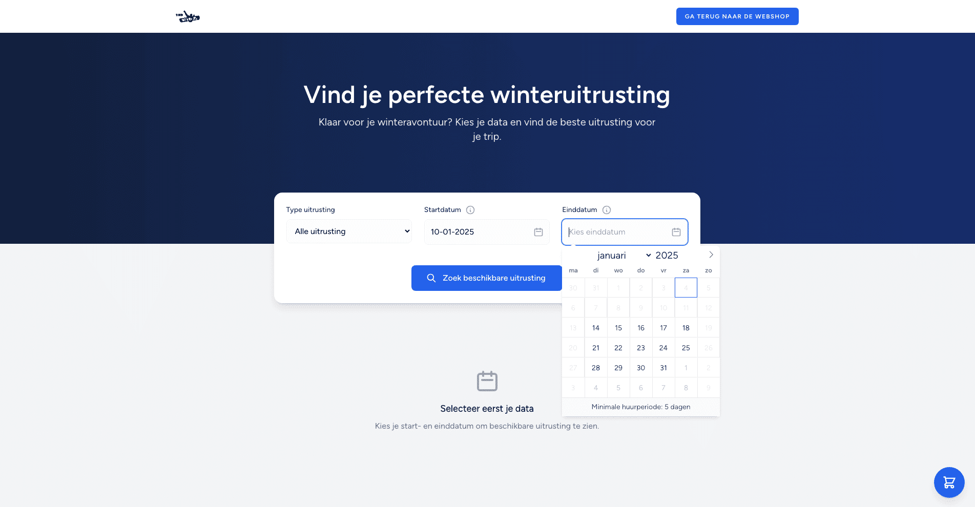2nd Ride verhuursysteem, Datumkeuze met realtime beschikbaarheid