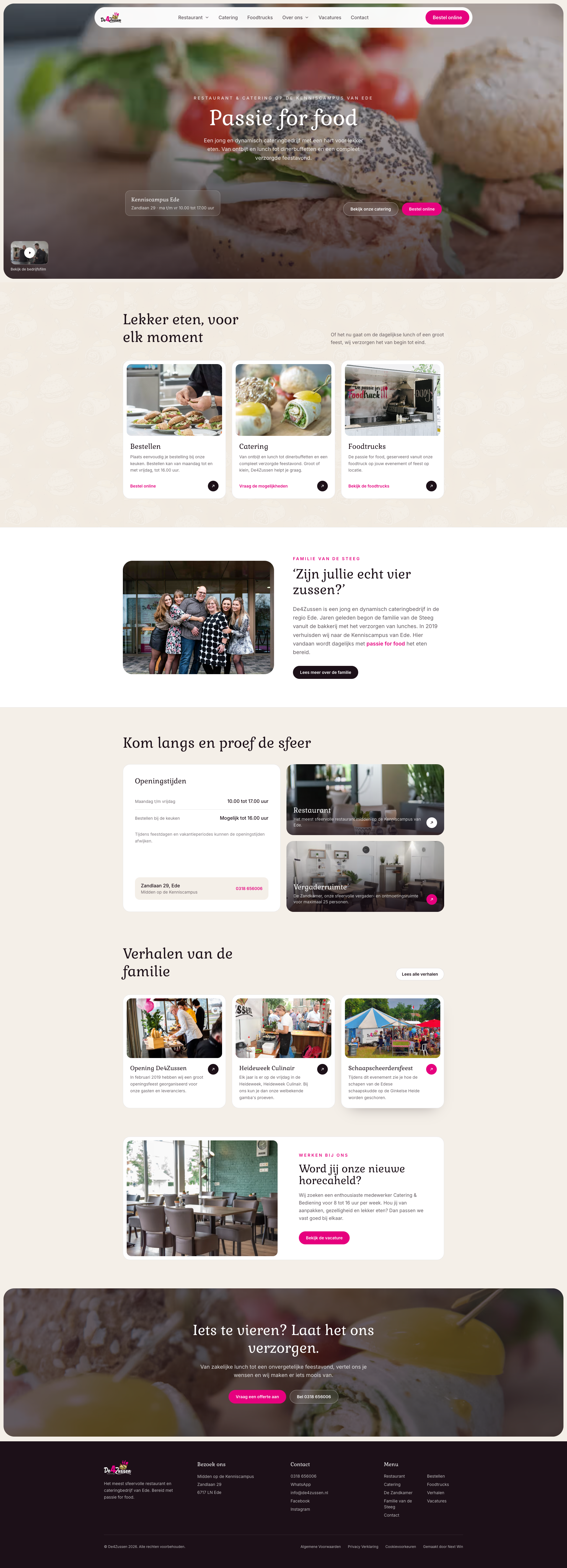 Volledige homepage van De4Zussen, restaurant en catering in Ede